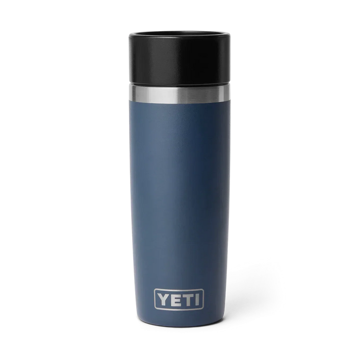 Yeti Rambler 16oz navy travel bottle with HotShot cap, insulated drinkware