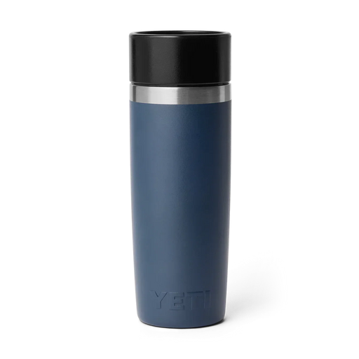 YETI Rambler 16oz navy travel bottle with black lid, insulated coffee flask