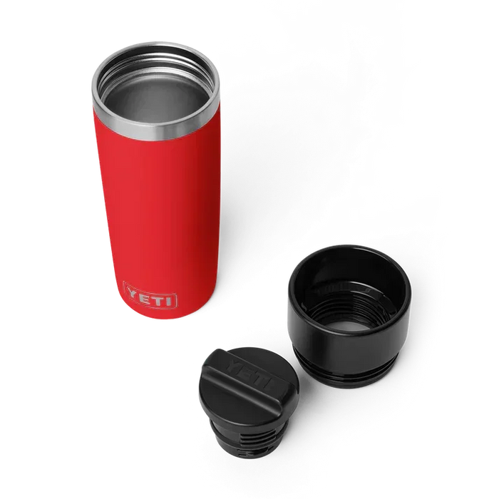 Yeti Rambler 16oz red travel bottle with open HotShot cap, insulated drinkware