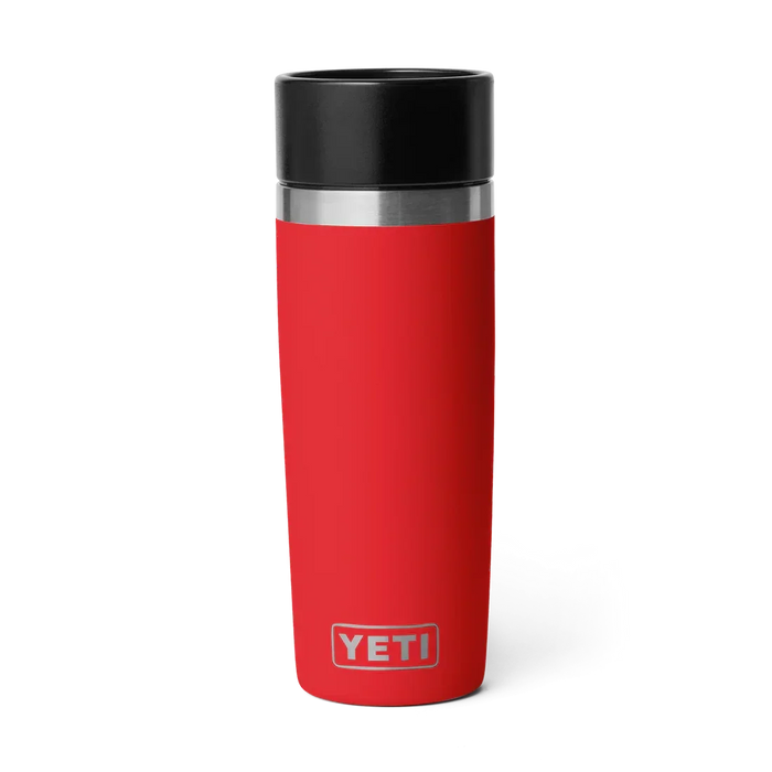 YETI Rambler 16oz red travel bottle with black lid, insulated drinkware for outdoor sports