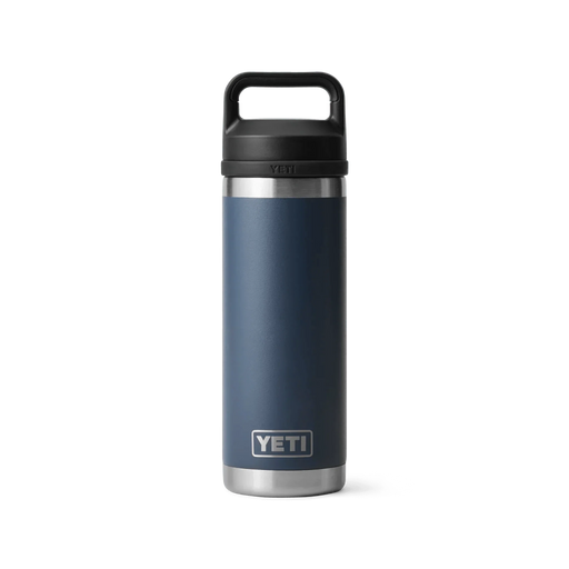 YETI Rambler 18oz Bottle with Chug Cap in navy, insulated stainless steel drinkware
