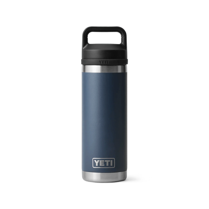 YETI Rambler 18oz Bottle with Chug Cap in navy, insulated stainless steel drinkware