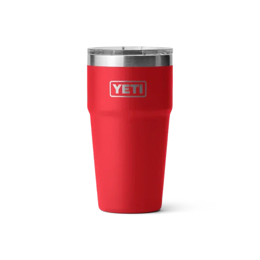YETI Rambler 20 oz stackable insulated cup in rescue red with clear lid
