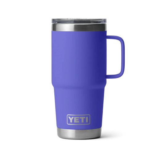 Yeti Rambler 20oz travel mug in ultramarine violet with handle and stainless steel lid